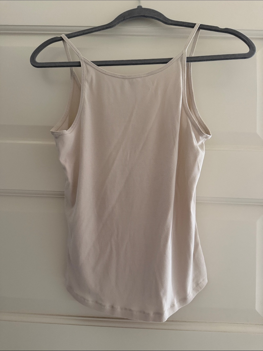 Athleta Light Cream Ribbed Spaghetti-Strap Tank - Picture 3 of 3